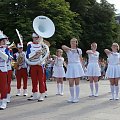 Musztra i koncert plenereowy na ulizy Żeromskiego w Radomiu. 18 czerwca 2016 r.. Tamburmajorka - Julia Rogala, dyrygent - Dariusz Krajewski