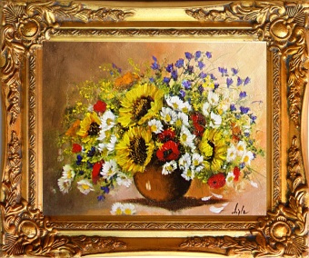 Gemischter Blumenstrauß-Ölgemälde handgemalt Leinwand+Rahmen Sygniert 27x32cm,cena 39,99e http://www.go-bi.pl/produkty/obraz-05068.html