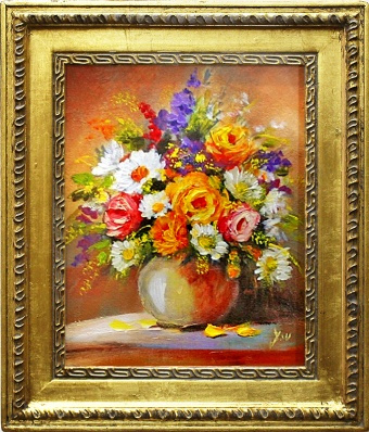 Gemischter Blumenstrauß-Ölgemälde handgemalt Leinwand+Rahmen Sygniert 27x32cm,cena 39,99e http://www.go-bi.pl/produkty/obraz-02287.html