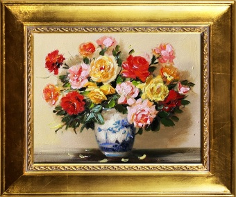 Gemischter Blumenstrauß-Ölgemälde handgemalt Leinwand+Rahmen Sygniert 27x32cm,cena 39,99e http://www.go-bi.pl/produkty/obraz-05233.html