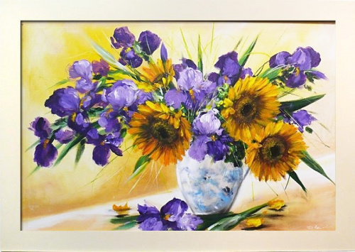 Blumen Schwertlilien-105x78cm Ölgemälde Handgemalt Leinwand Rahmen-Sygniert, cena 149e,wys 19,99 http://www.go-bi.pl/produkty/obraz-02094.html